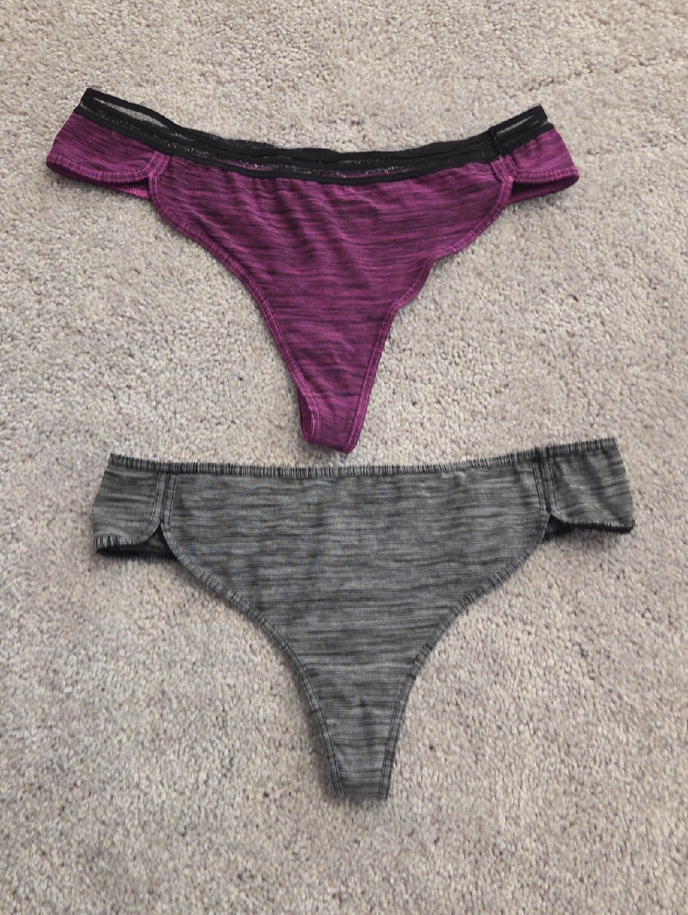 Victoria's Secret Heathered Gray And Pink Thong Panties